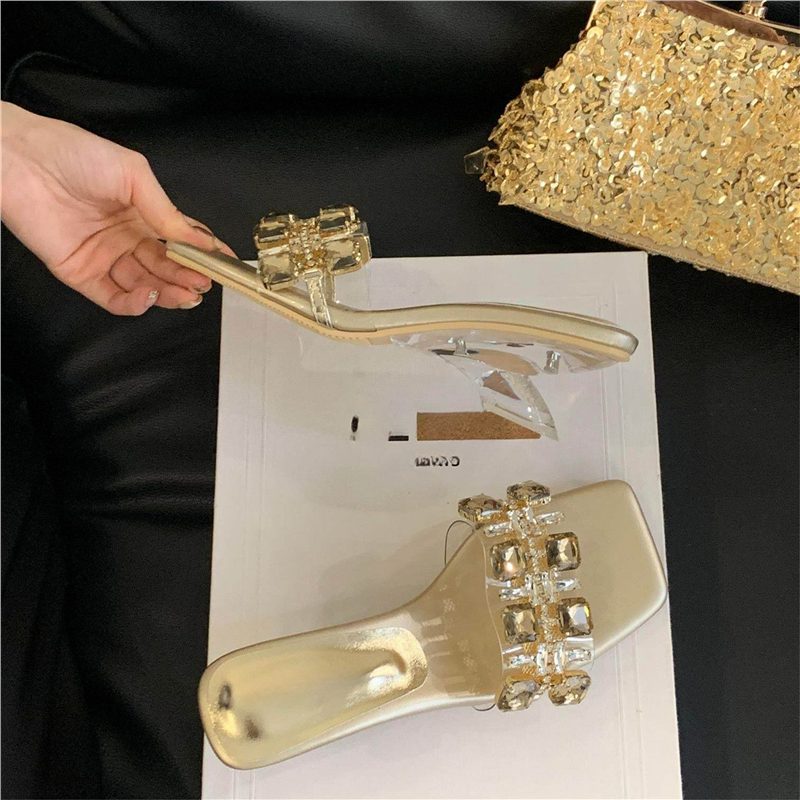 Damen Glamouröse Mules mit funkelnden Strassakzenten R&B