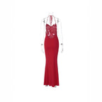 Damen Maxikleid mit spitzen Trägern und figurbetonendem Schnitt R&B