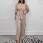Damen modisches Two-In-One Lounge-Set mit elegantem Krawatten-Detail R&B