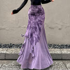 Damen Maxi-Rock mit floralem Design und asymmetrischem Schnitt R&B