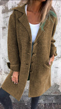 Damen kuscheliger Oversize-Mantel mit praktischen Taschen und elegantem Revers R&B
