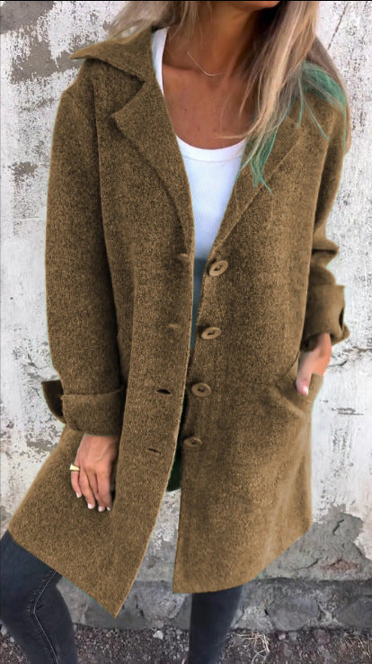 Damen kuscheliger Oversize-Mantel mit praktischen Taschen und elegantem Revers R&B