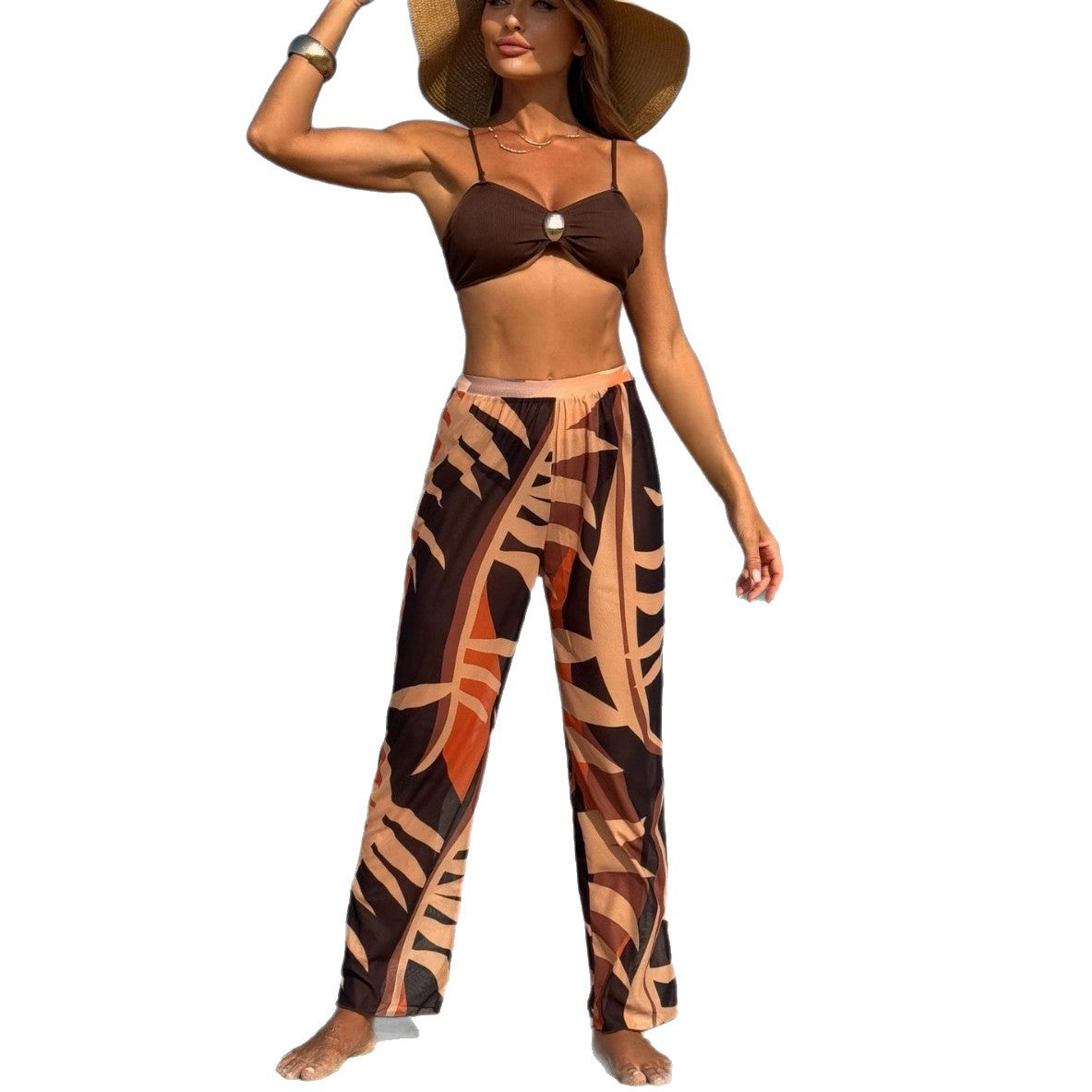 Damen Bikini-Set mit transparentem Maxirock und elegantem Oberteil R&B