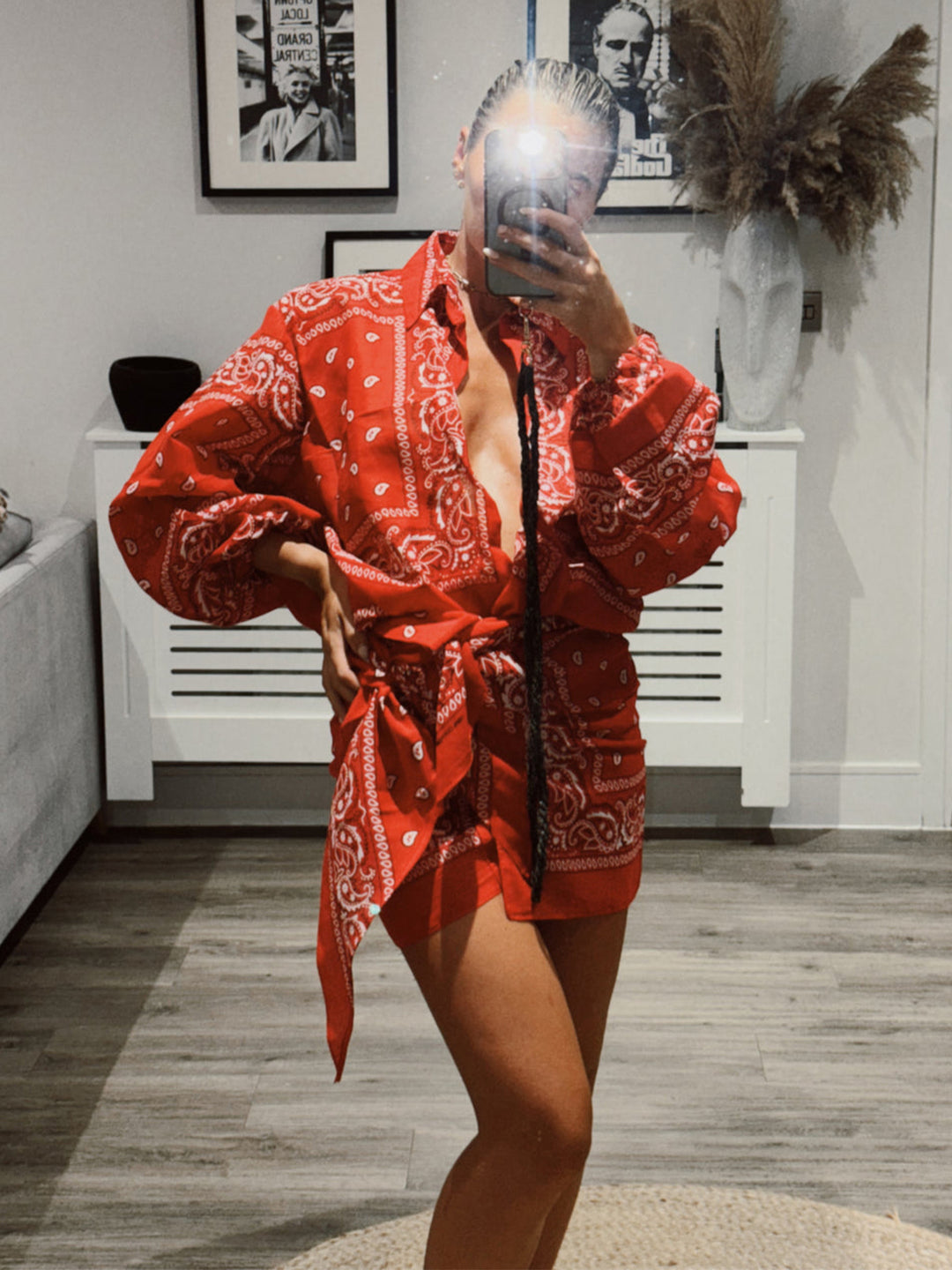 Damen Kimono-Jacke mit eleganter Bandana-Optik und taillierbarem Design R&B