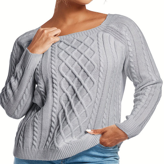 Damen Strickpullover mit stilvollem Zopfdesign R&B