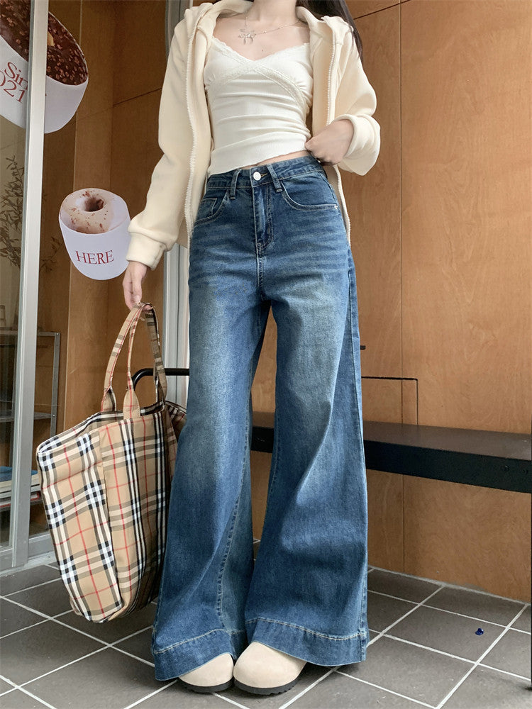 Damen weite High-Waist Jeans mit einzigartigem Schnitt und komfortablem Design R&B