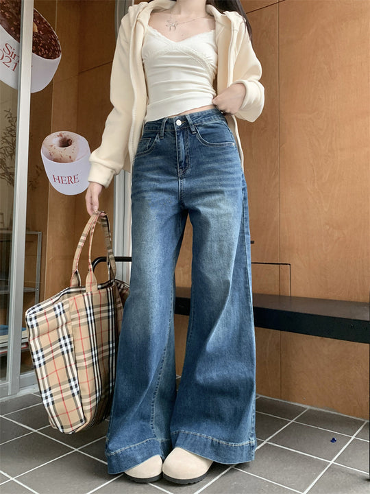 Damen weite High-Waist Jeans mit einzigartigem Schnitt und komfortablem Design R&B