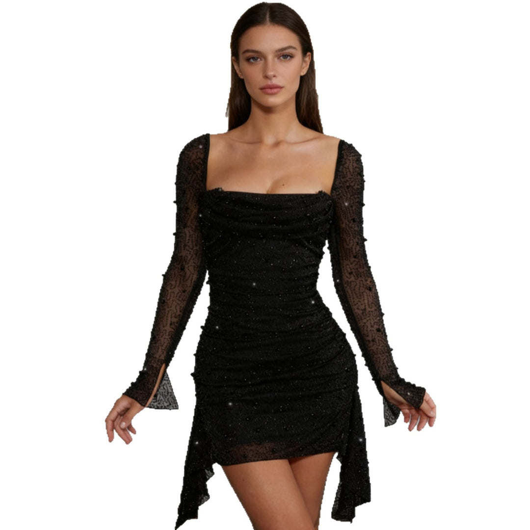 Damen Glamouröses Minikleid mit Ärmel und raffinierten Details R&B