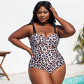 Damen Einteiler Badeanzug mit raffiniertem Leopardenmuster R&B