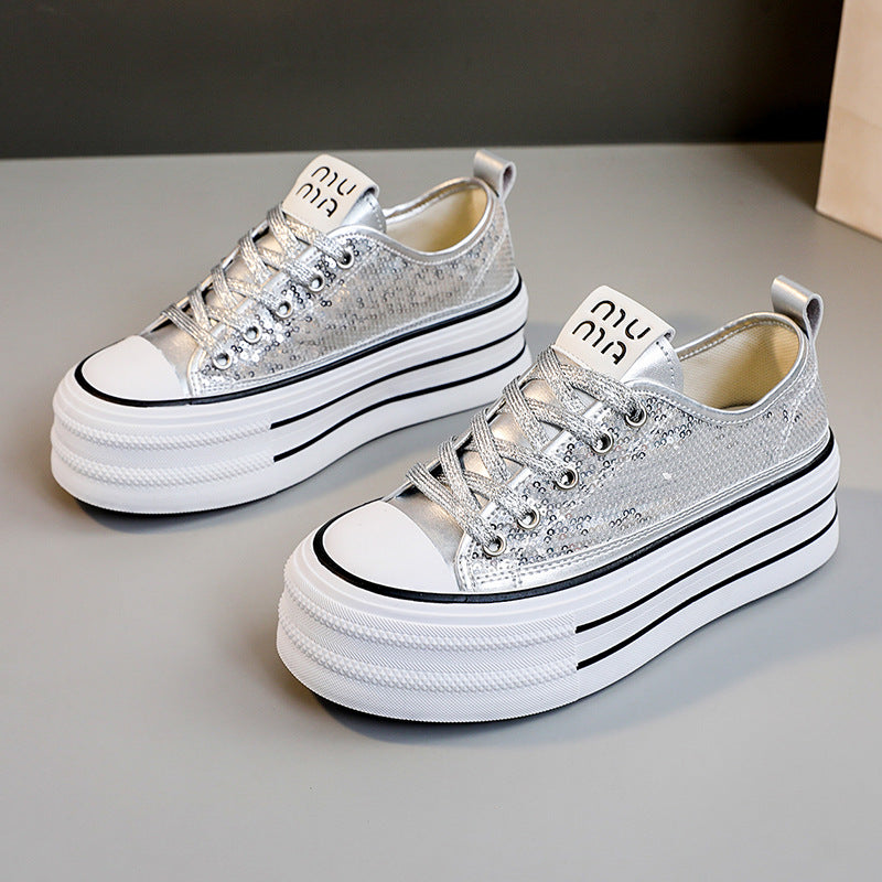Damen Glitzernde Plateau Sneakers mit komfortablem Design R&B