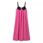 Damen Maxikleid mit geformtem Oberteil und schwingendem Rock R&B