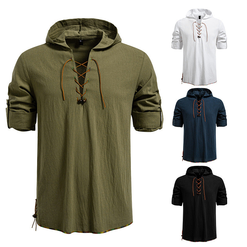 Herren Kaptuzenbluse mit einzigartigem Schnürdesign R&B