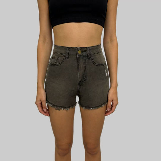 Damen Hochgeschnittene Denim-Shorts im angesagten Fransen-Look R&B