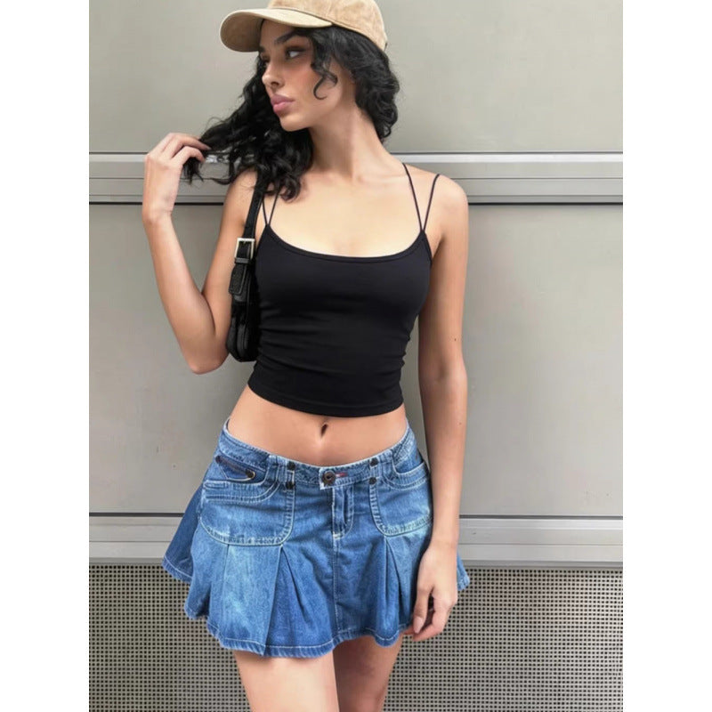 Damen Sexy Spaghetti-Trägertop mit minimalistischen Design und figurbetontem Schnitt R&B