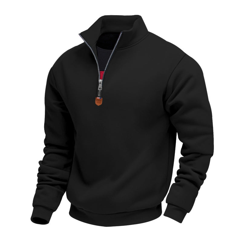 Herren sportlicher Pullover mit halbem Reißverschluss und modischem Stehkragen R&B