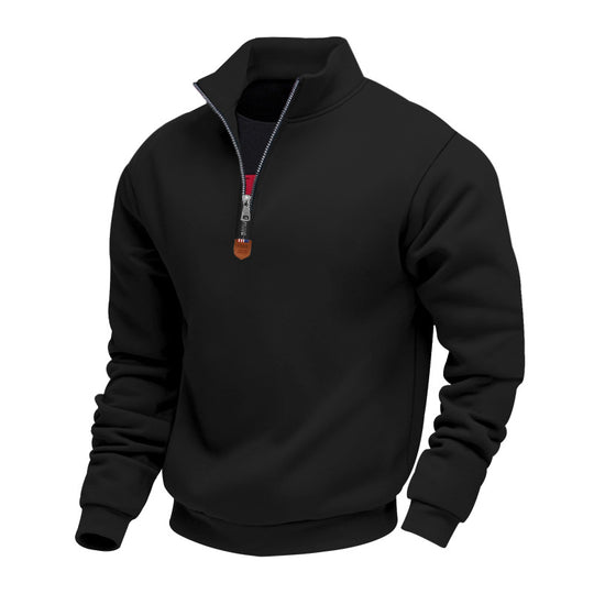 Herren sportlicher Pullover mit halbem Reißverschluss und modischem Stehkragen R&B