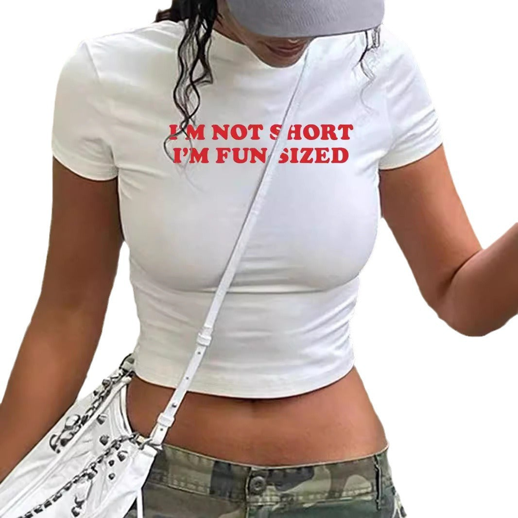 Damen Crop-T-Shirt mit künstlerischem Lippenmotiv und kreativem Druck R&B