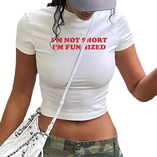 Damen Crop-T-Shirt mit künstlerischem Lippenmotiv und kreativem Druck R&B