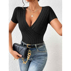 Damen Wickelbody mit dekorativem Streifenmuster R&B