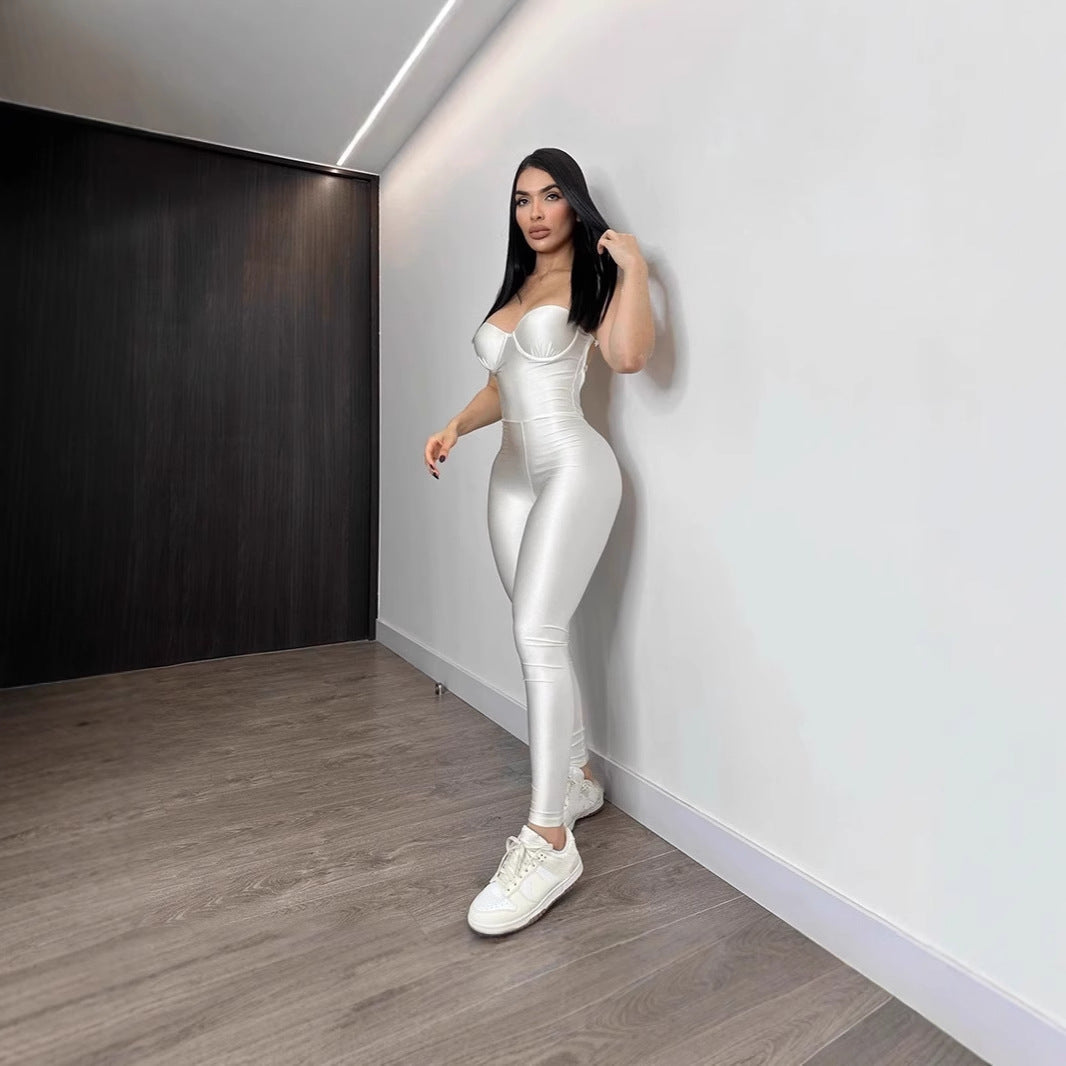 Damen Körperbetonter Jumpsuit mit Bügel-Bustier R&B