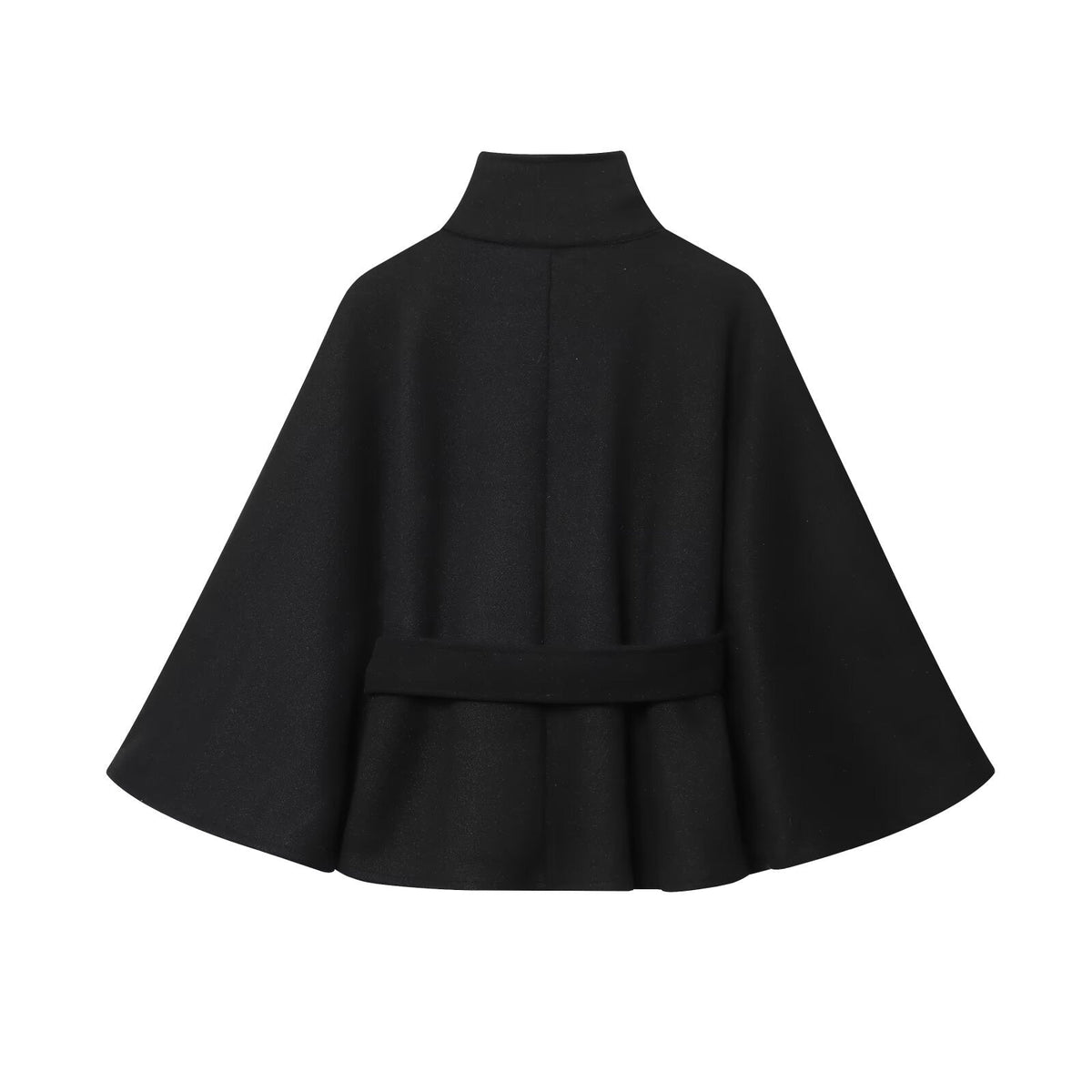 Damen nan Kurzcape mit Stehkragen, Knopfverschluss und Bindegürtel R&B