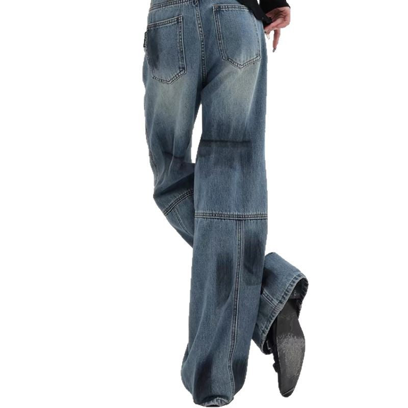 Damen Bequeme weite Jeans mit modischen Steppnähten R&B