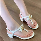 Damen elegante Plateau-Sandaletten mit dekorativer Blütenapplikation und komfortablem Absatz R&B