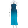 Damen lässiges Maxikleid mit elegantem Halterneck und einzigartigem Farbverlauf R&B