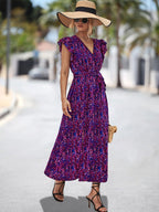 Damen Maxikleid mit voluminösen Rüschen und elastischem Taillenband R&B