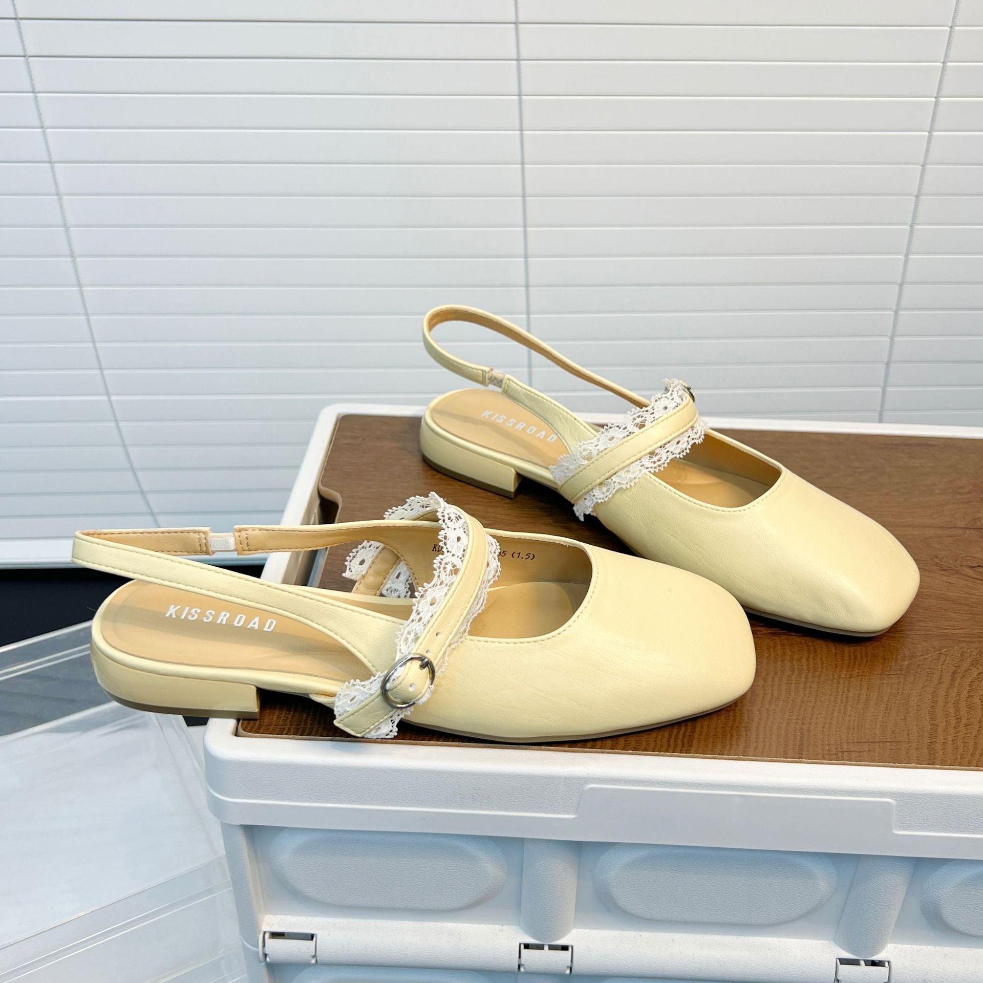 Damen Slingback Ballerinas mit zarter Spitzenverzierung und komfortablem Fußbett R&B