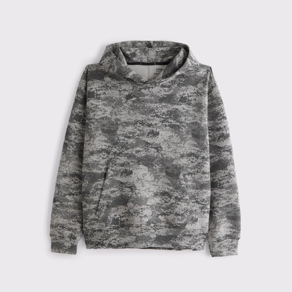 Unisex nan lockerer Kapuzensweat mit dezenter Blätterstruktur, doppelter Kapuze ohne Kordelzug und Kängurutasche R&B