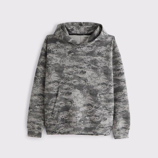 Unisex nan lockerer Kapuzensweat mit dezenter Blätterstruktur, doppelter Kapuze ohne Kordelzug und Kängurutasche R&B