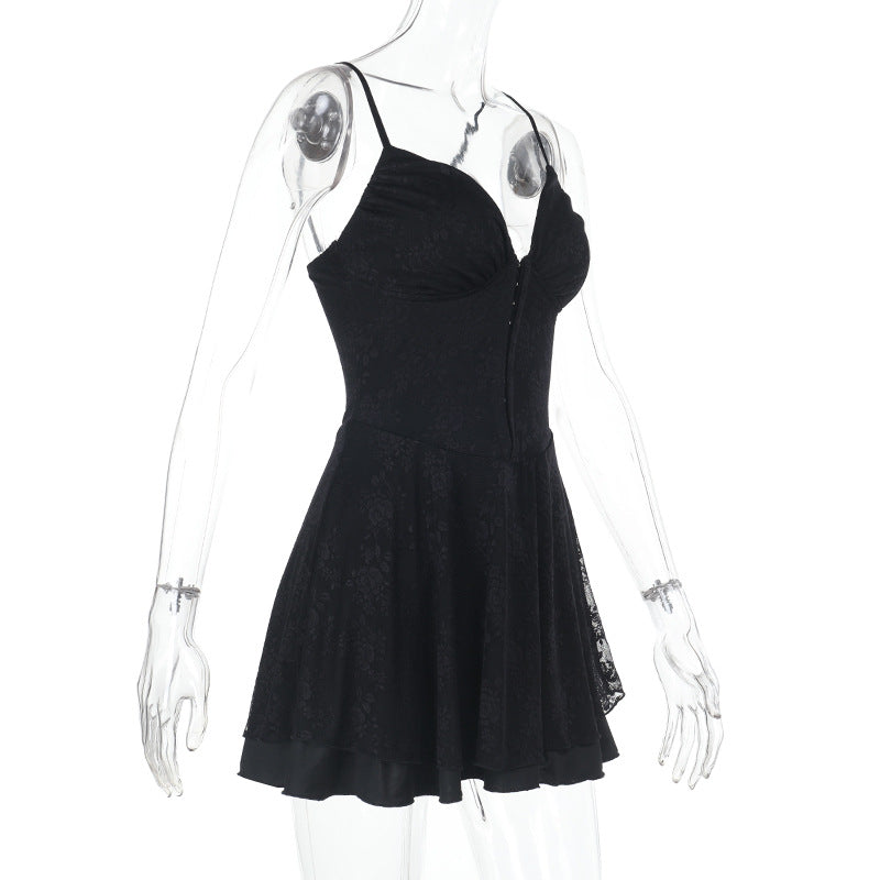Damen ärmelloses Minikleid mit Spitzenapplikationen R&B