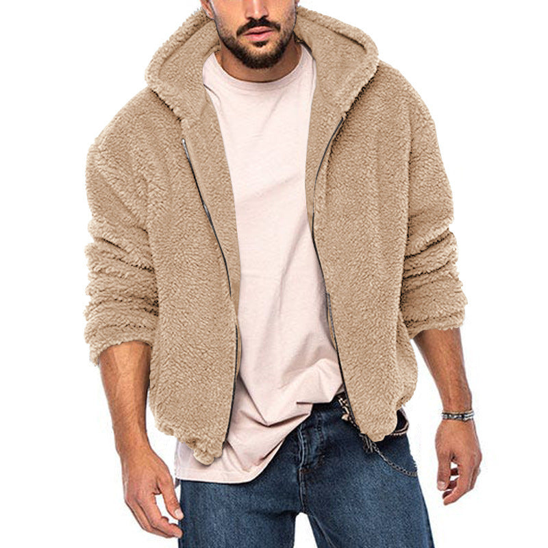 Herren kuschelige Fleecejacke mit großzügiger Kapuze und Reißverschluss R&B
