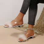 Damen Glamouröse und stilvolle Hausschuhe mit Feder-Detail R&B
