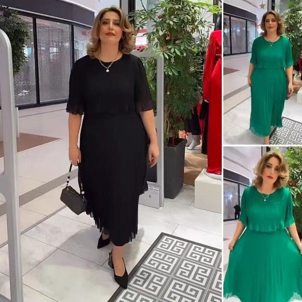 Damen Elegantes Midikleid mit transparenzähnlichen Ärmeln und stilvollen Rüschen R&B