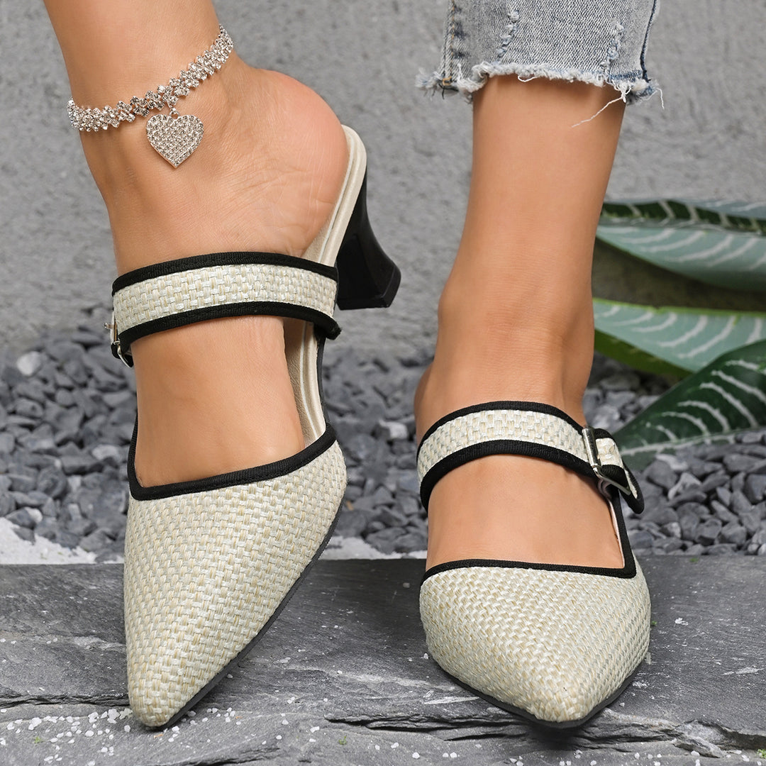 Damen elegante Slingback-Pumps mit modischem Riemchen und feinem Textur-Muster R&B