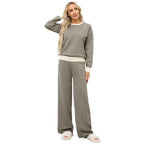 Damen gemütliches Freizeit-Loungewear-Set mit weitem Schnitt und dekorativem Bund R&B