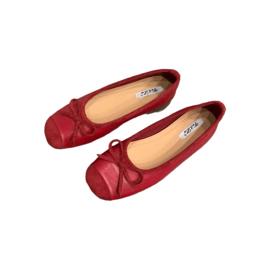 Damen elegante Ballerinas mit schimmerndem Effekt und zierlicher Schleife R&B
