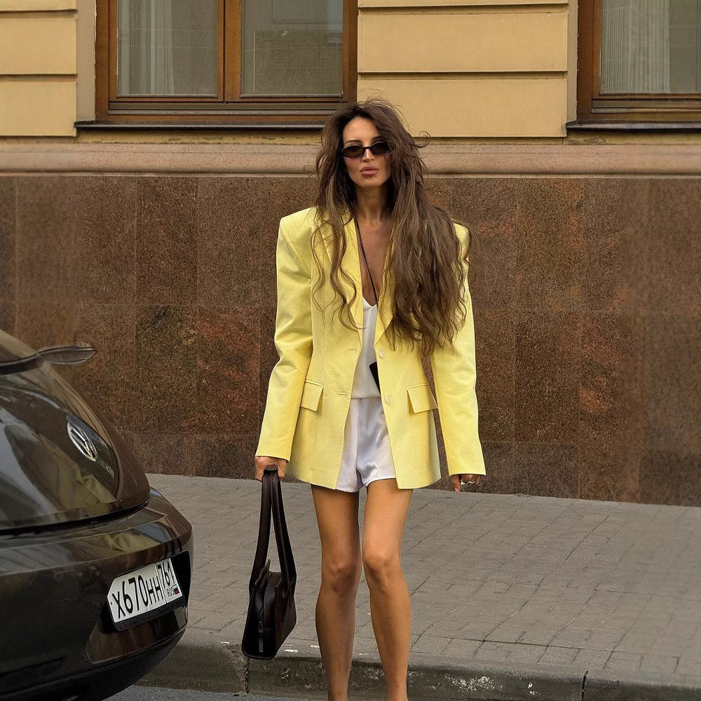Damen Eleganter Oversized Blazer mit tiefem Revers R&B