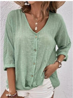 Damen Leichtes ViskosR&Bluse mit Knopfleiste R&B