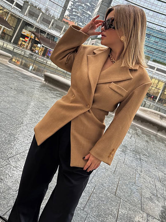 Damen Elegante oversized Blazerjacke mit Knopfdetails und zeitgemäßer Silhouette R&B