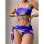 Damen Bikini-Set mit stylischem Wickelrock und verstellbaren Trägern R&B