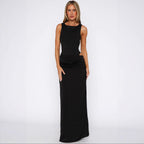 Damen Maxi-Kleid mit asymmetrischem Schnitt und elegantem Fall R&B