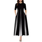Damen Maxikleid mit schickem Faltenwurf und seitlichen Taschen R&B