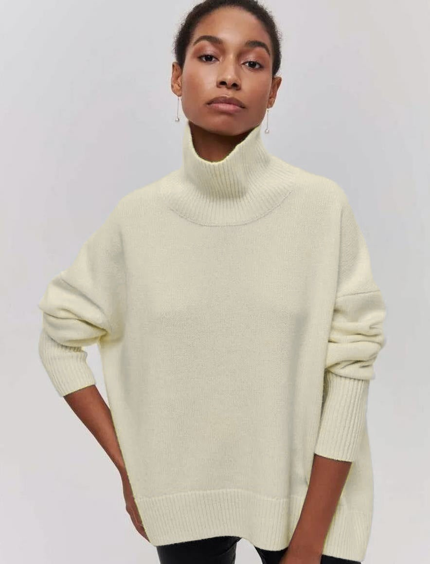 Damen Oversized Rollkragenpullover aus weichem Strick R&B