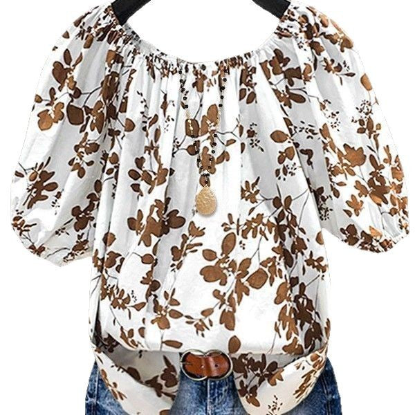 Damen Bluse mit Puffärmeln und Blumenmuster R&B
