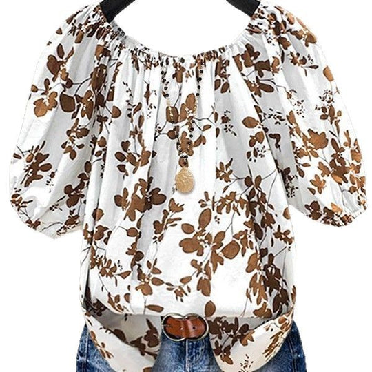 Damen Bluse mit Puffärmeln und Blumenmuster R&B