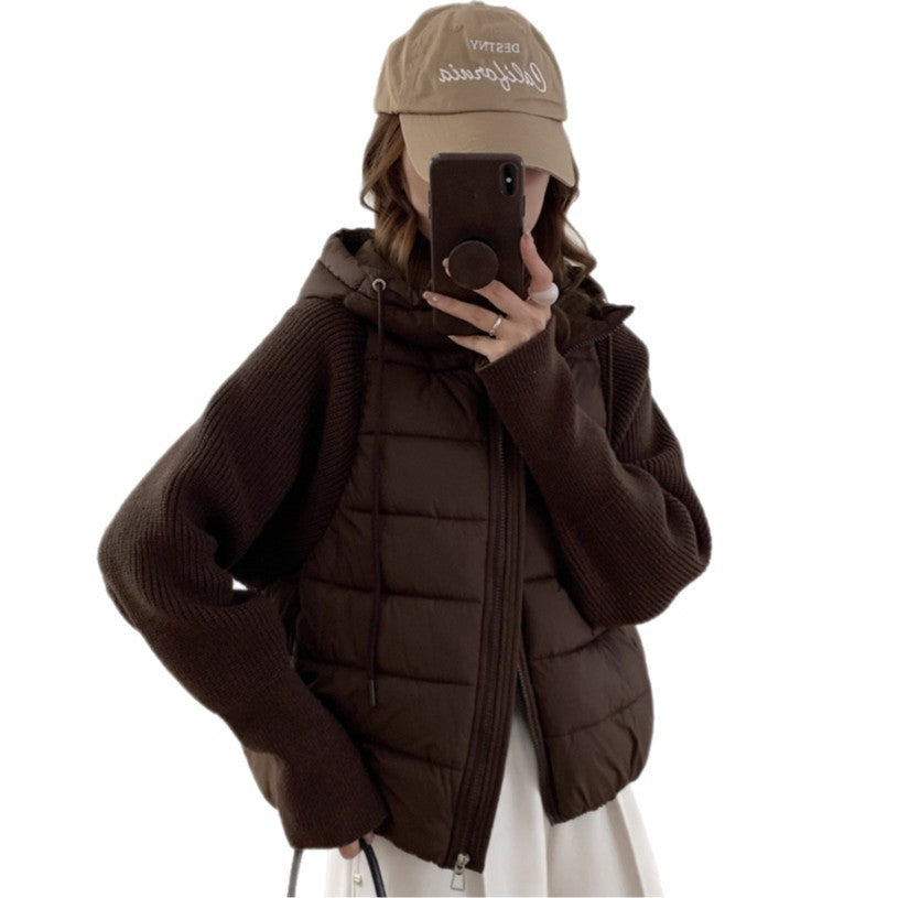 Damen Isolierte Hybridjacke mit voluminösen Ärmeln und Kapuze R&B