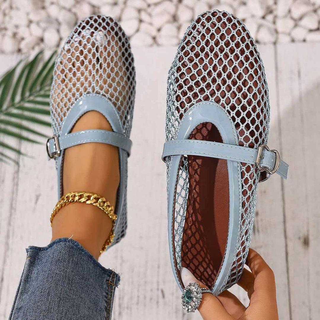 Damen elegante Freizeitschuhe mit Netzdesign und verstellbarem Riemen R&B